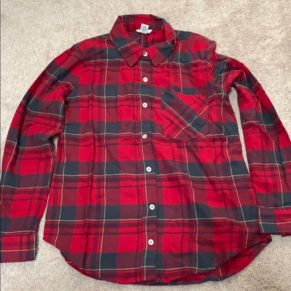 Red and navy/green plaid forever21 shirt